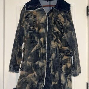 Y2K dELiA*s Acid Wash Zip-Up Denim trench Coat